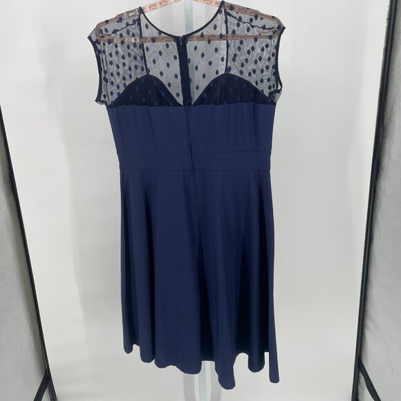 Torrid NWT Navy Blue Mesh Dot Inset Swing Dress Size 18 Sweetheart Retro Pin Up - Picture 3 of 13